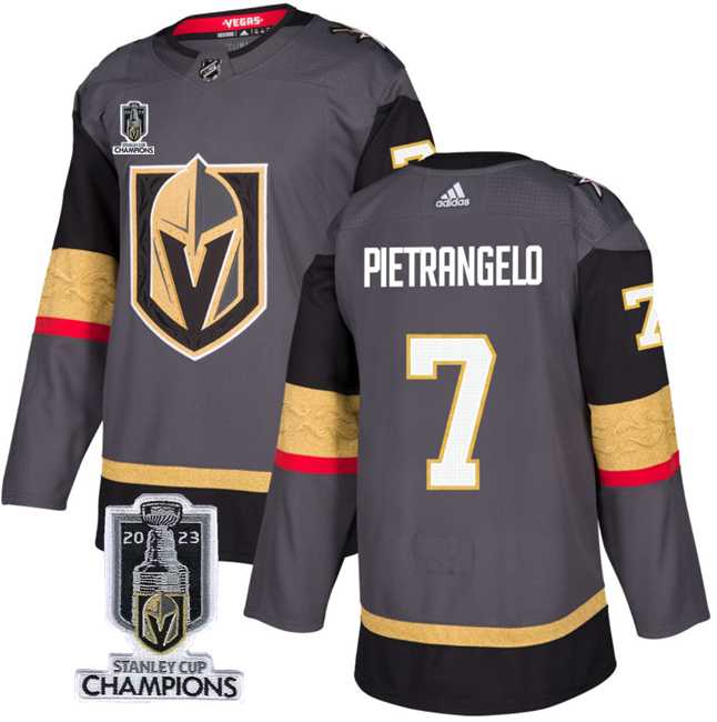 Mens Vegas Golden Knights #7 Alex Pietrangelo Gray 2023 Stanley Cup Champions Stitched Jersey->vegas golden knights->NHL Jersey